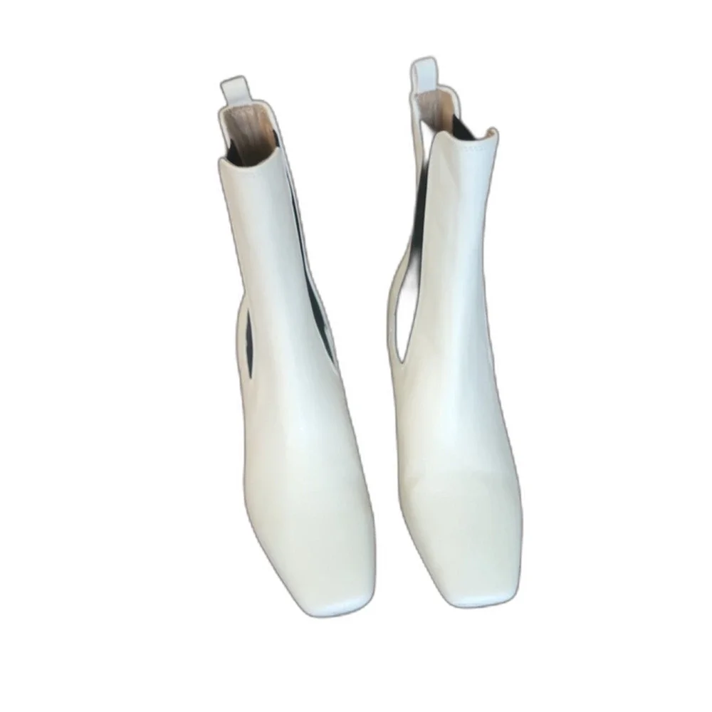Sam Edelman Lani Leather Chelsea Boots, Ivory, Size 8